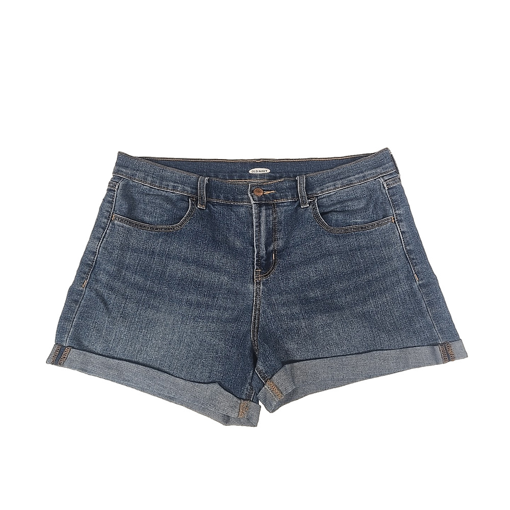 Old Navy Womens Shorts Blue Denim Boyfriend High Rise Cuffed Size 14